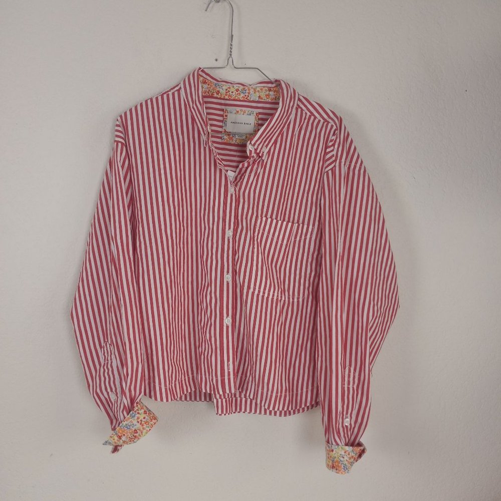American Eagle Outfitters Red Striped Blouse